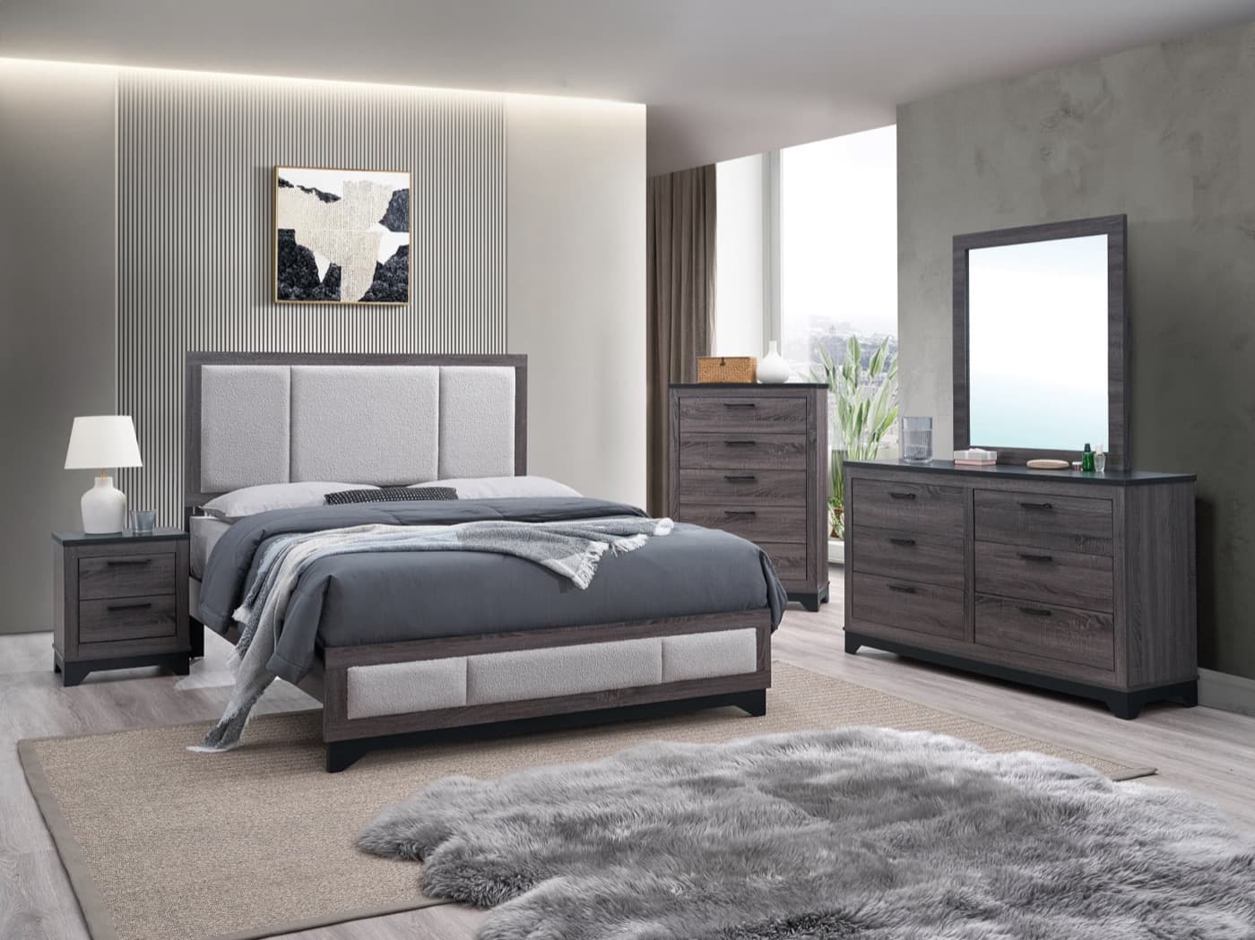 Lucy grey full-size 4-piece bedroom set