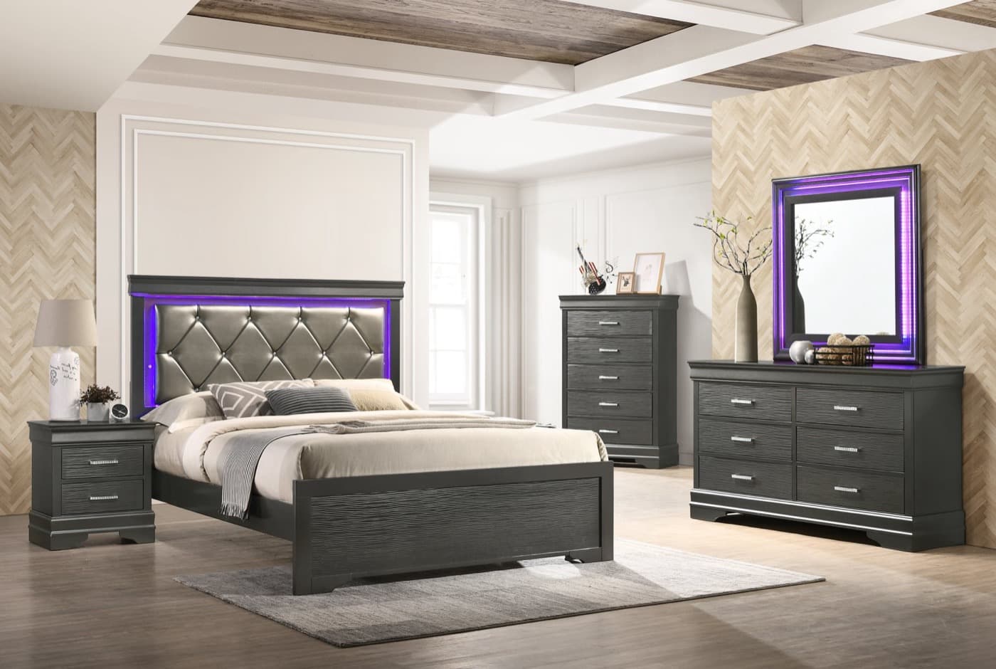 Nora grey queen 4-piece bedroom set